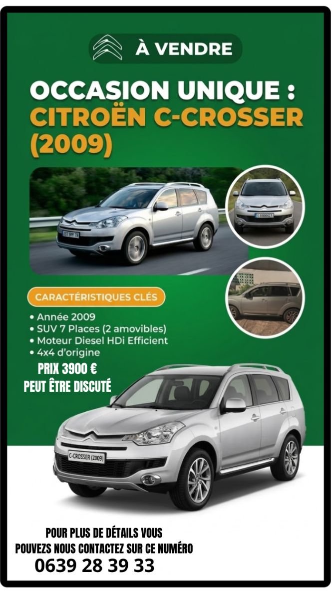 VOITURE EN VENTE (UNE CITROEN C-Crosser) image 1 - Biyachara